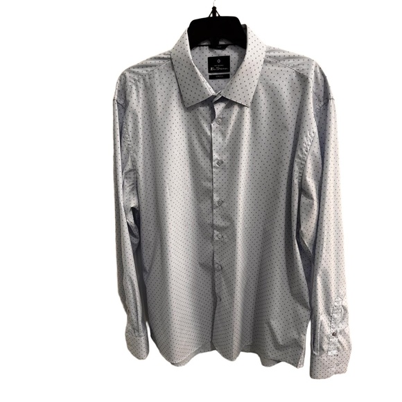 Ben Sherman White & Blue Long Sleeve Button Up Collared Dress Shirt MensXL 34/35 - Picture 2 of 10